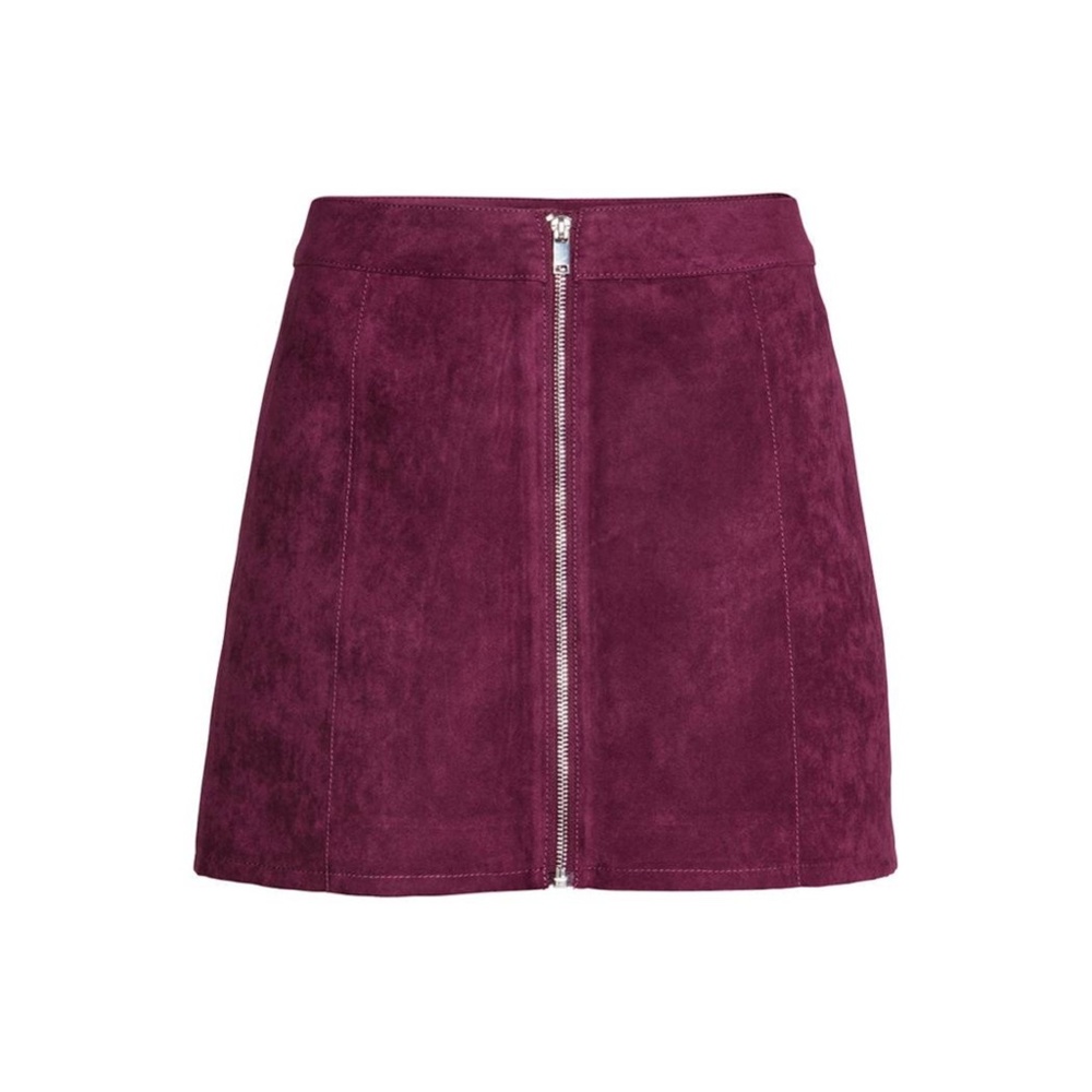 H&M Divided Maroon Front Zip Mini skirt